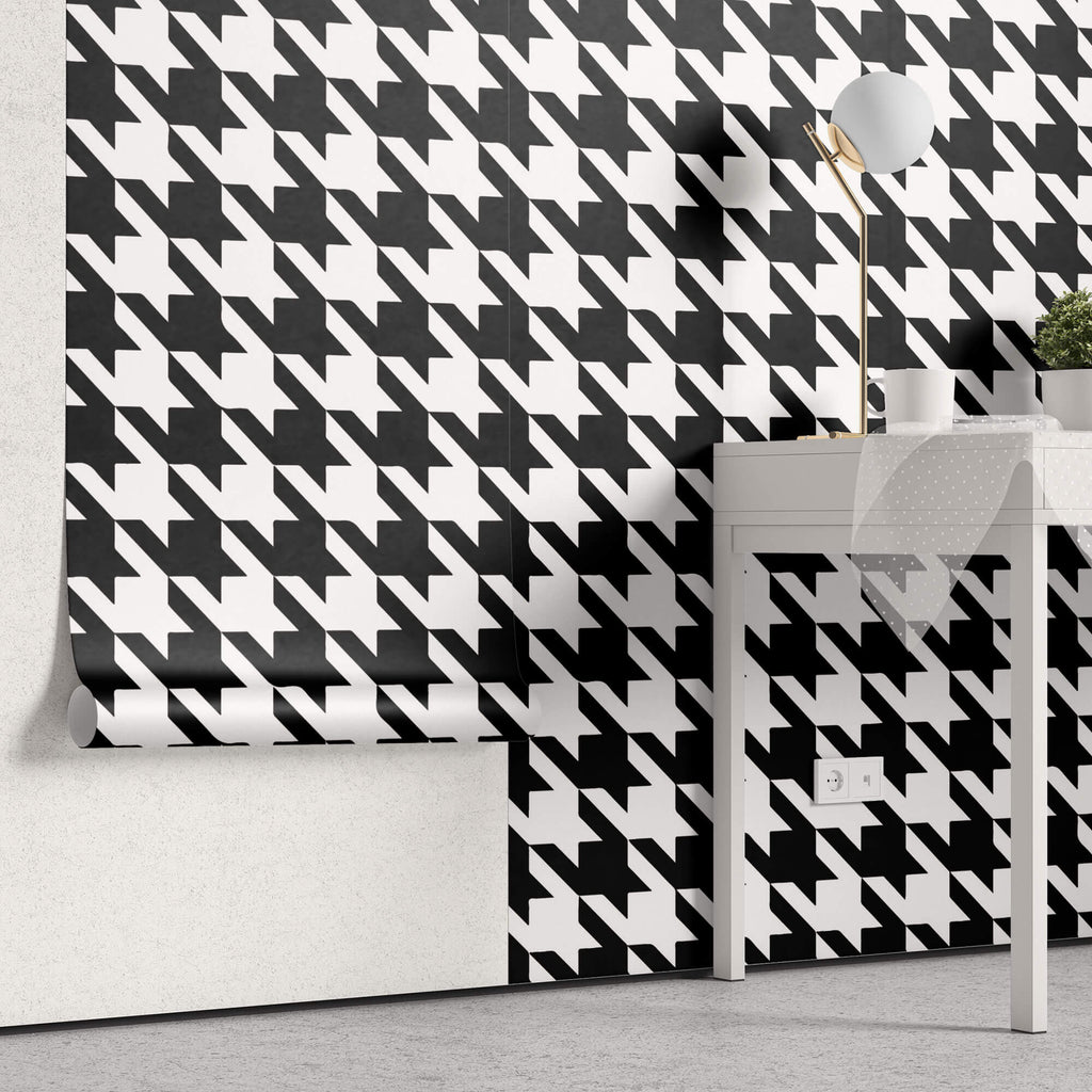Tapet Personalizat Patterns cu model clasic in alb si negru - HOUNDSTOOTH PATTERN