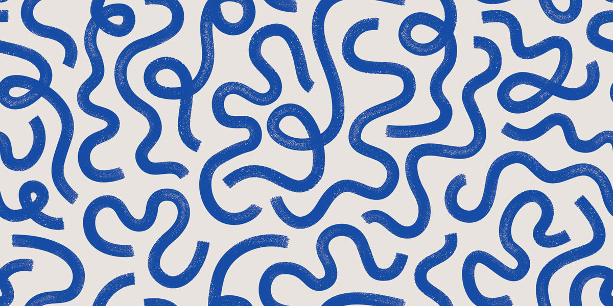 Tapet Personalizat Patterns cu dungi abstracte in nuante de albastru - BLUE DOODLE