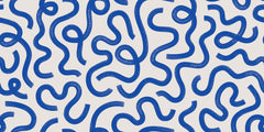 Tapet Personalizat Patterns cu dungi abstracte in nuante de albastru - BLUE DOODLE