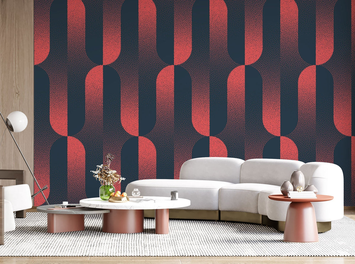 Tapet Personalizat Patterns cu model abstract in nuante degrade de rosu si albastru - CRIMSON HALFTONES