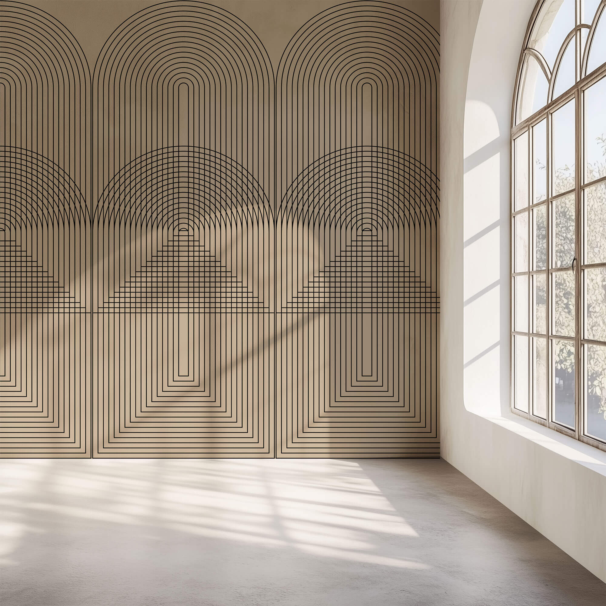 Tapet Personalizat Patterns cu arcade moderne cu fundal bej - MODERN ARCH LINE