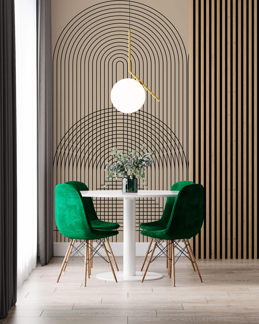 Tapet Personalizat Patterns cu arcade moderne cu fundal bej - MODERN ARCH LINE