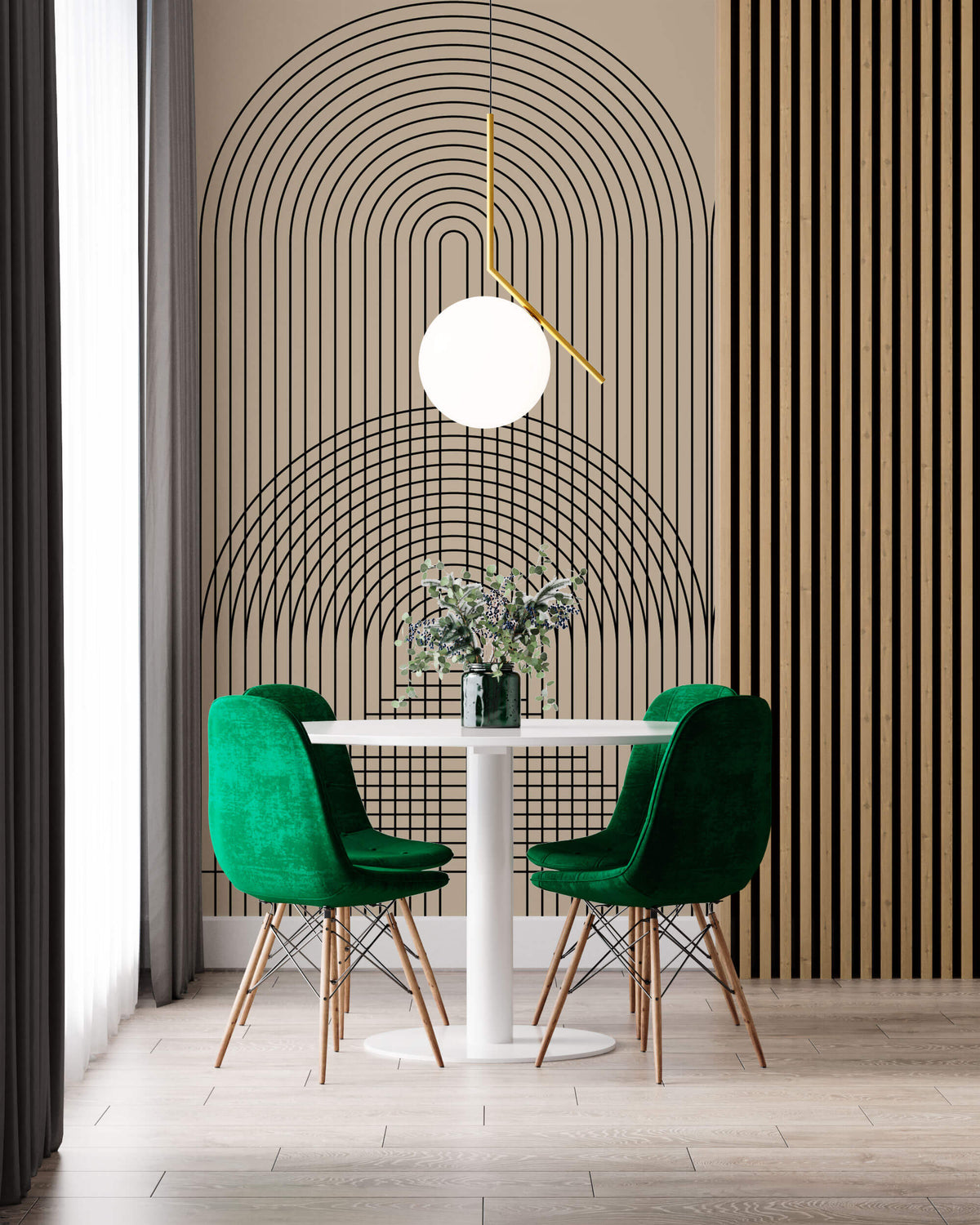 Tapet Personalizat Patterns cu arcade moderne cu fundal bej - MODERN ARCH LINE