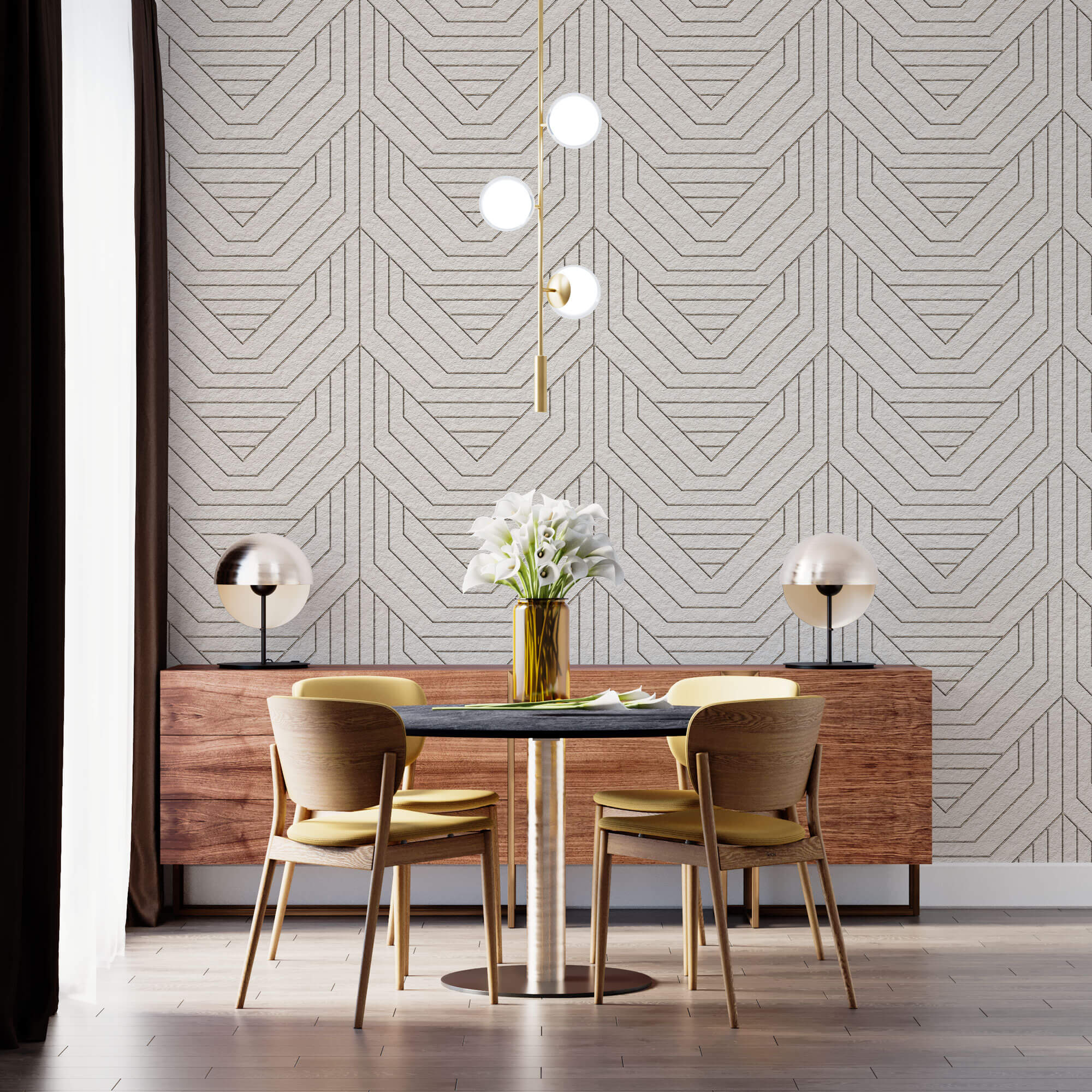 Tapet Personalizat Patterns cu model abstract geometric - ABSTRACT THIN LINES