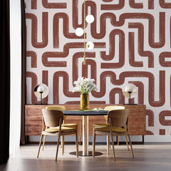 Tapet Personalizat Patterns cu dungi abstracte maronii pe un fundal crem - BROWN SNAKES