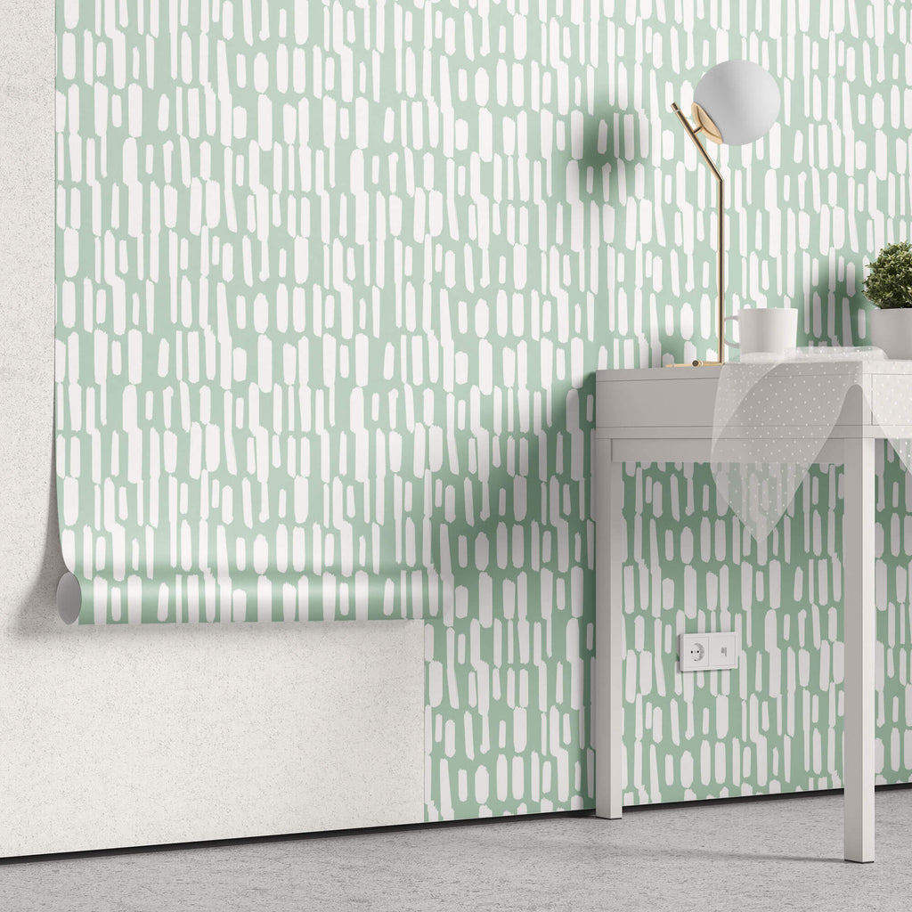 Tapet Personalizat Patterns cu model abstract pe un fundal verde - SAGE LINES