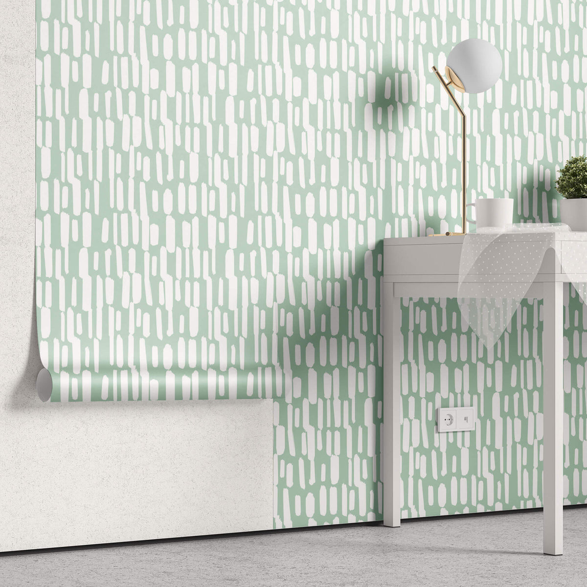 Tapet Personalizat Patterns cu model abstract pe un fundal verde - SAGE LINES