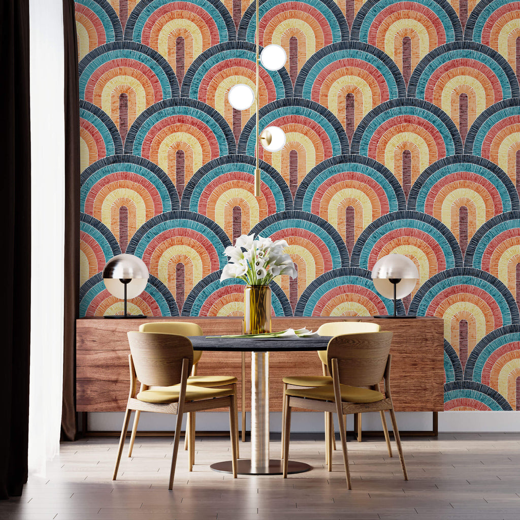 Tapet Personalizat Patterns arcade colorate in stil curcubeu - RAINBOW ARCHES