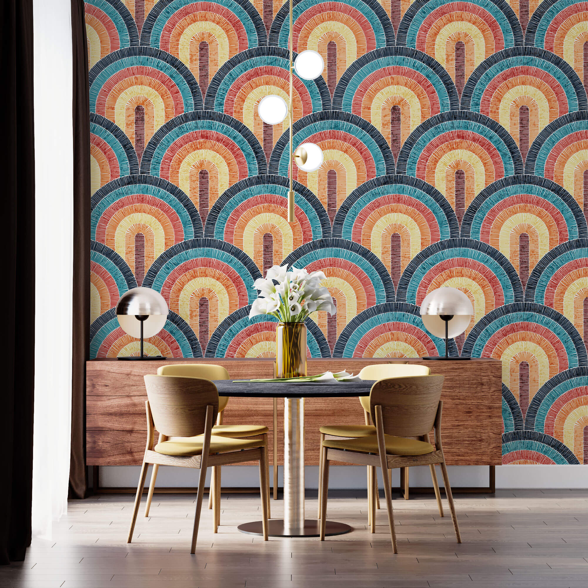 Tapet Personalizat Patterns arcade colorate in stil curcubeu - RAINBOW ARCHES