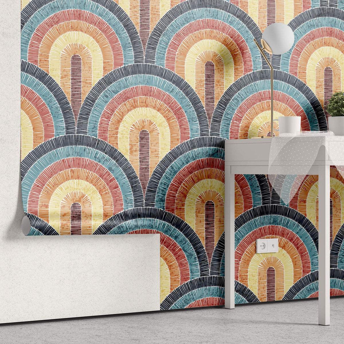 Tapet Personalizat Patterns arcade colorate in stil curcubeu - RAINBOW ARCHES