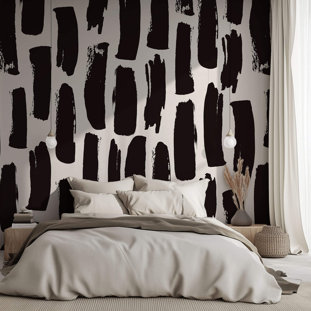 Tapet Personalizat Patterns cu dungi negre abstracte - BLACK SUMI LINES