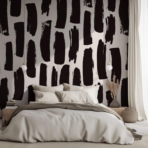 Tapet Personalizat Patterns cu dungi negre abstracte - BLACK SUMI LINES