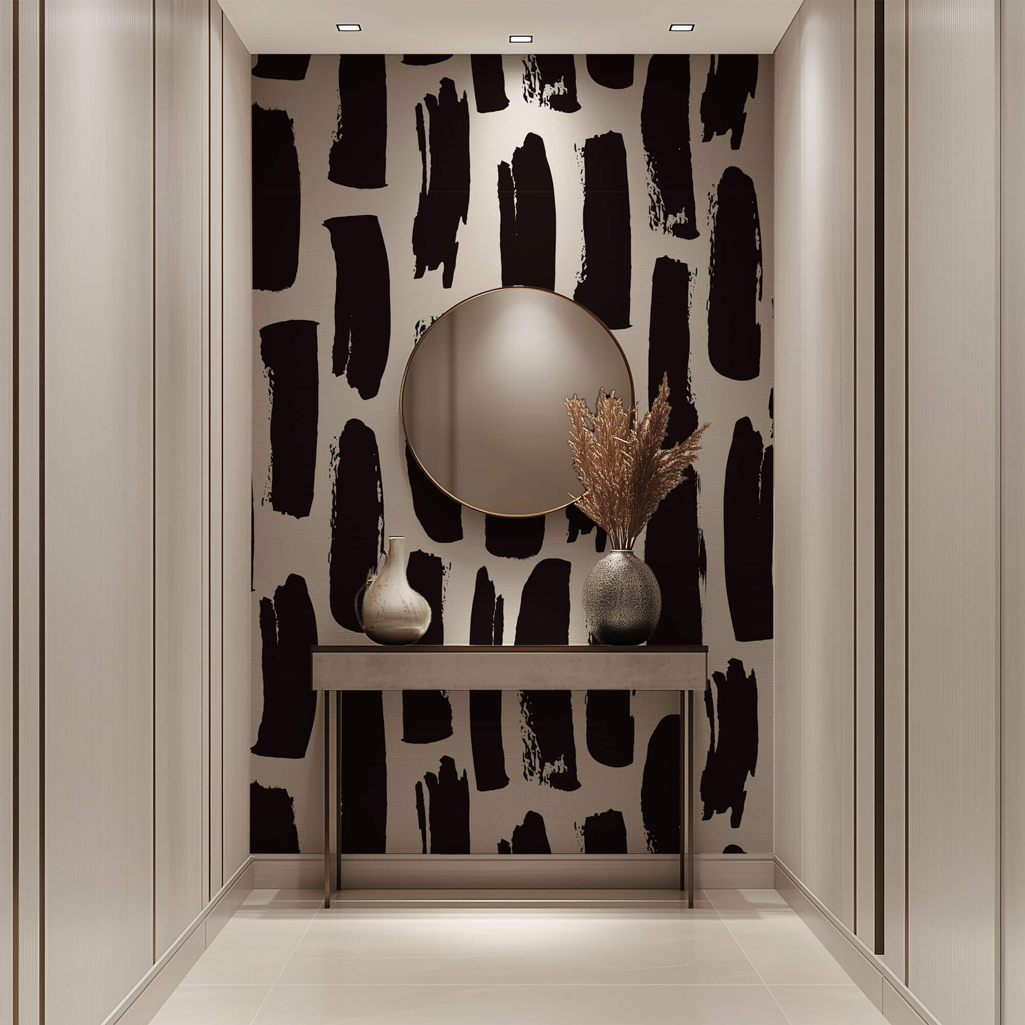 Tapet Personalizat Patterns cu dungi negre abstracte - BLACK SUMI LINES