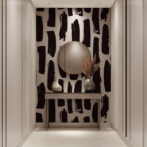Tapet Personalizat Patterns cu dungi negre abstracte - BLACK SUMI LINES