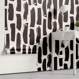 Tapet Personalizat Patterns cu dungi negre abstracte - BLACK SUMI LINES