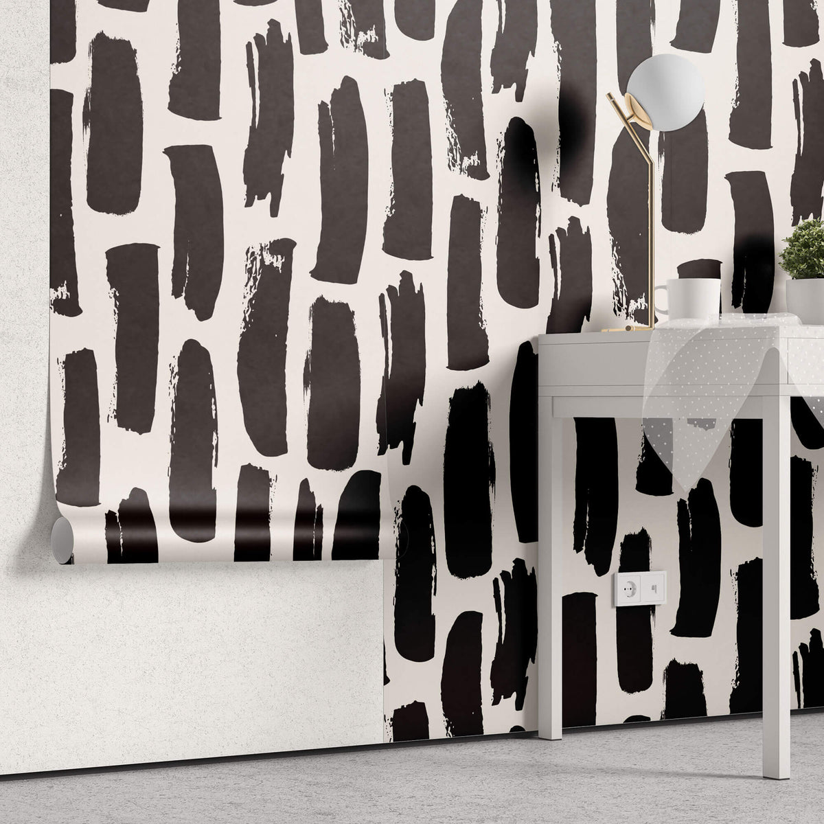 Tapet Personalizat Patterns cu dungi negre abstracte - BLACK SUMI LINES