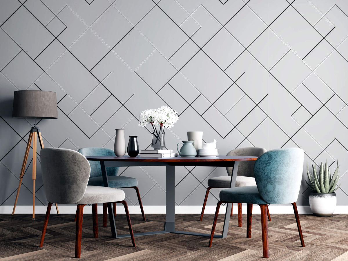 Tapet Personalizat Patterns cu linii geometrice intr-un fundal gri - MODERN ABSTRACT LINES