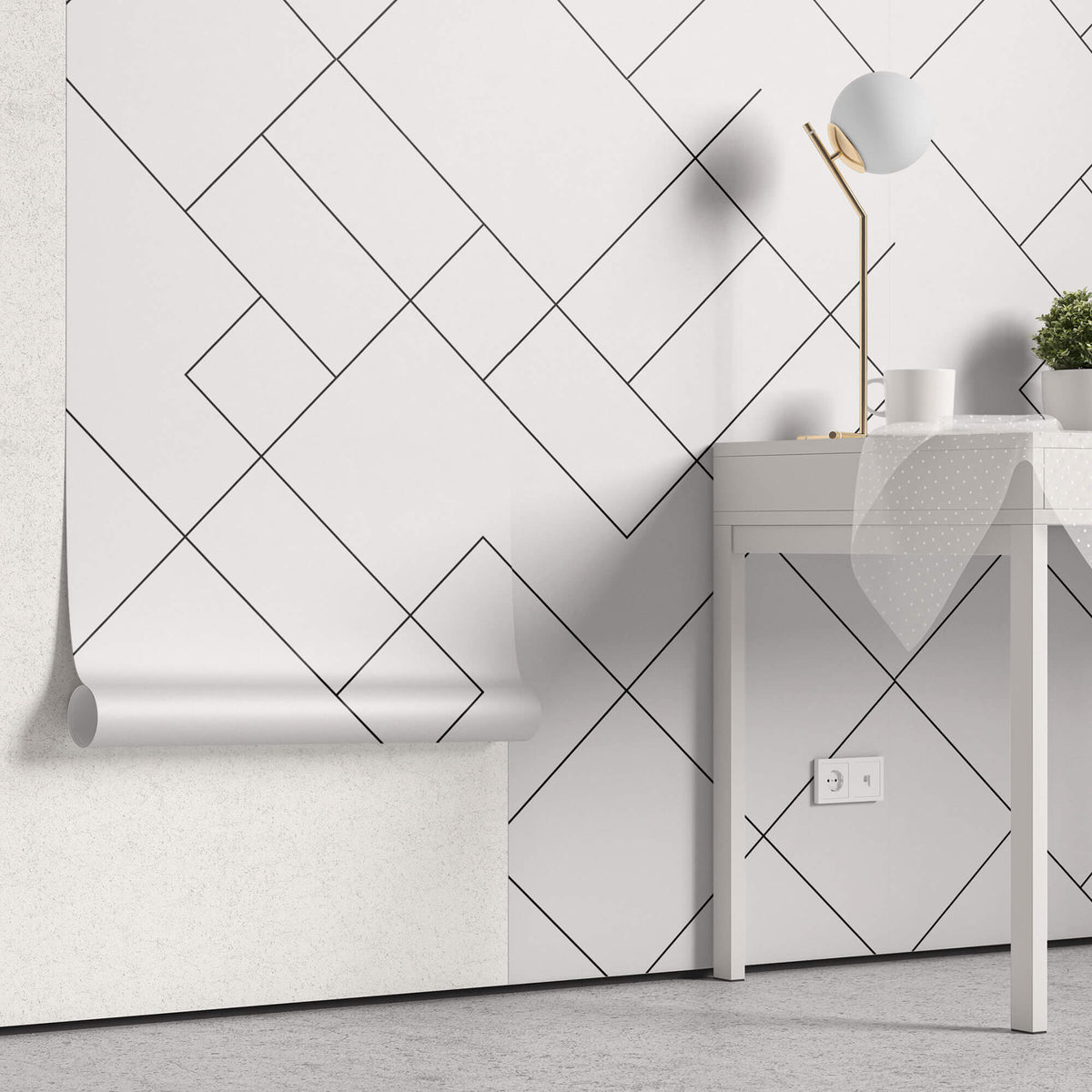Tapet Personalizat Patterns cu linii geometrice intr-un fundal gri - MODERN ABSTRACT LINES