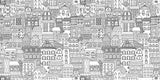 Tapet Personalizat Patterns cu cladiri desenate in alb negru - BUILDINGS SKETCH
