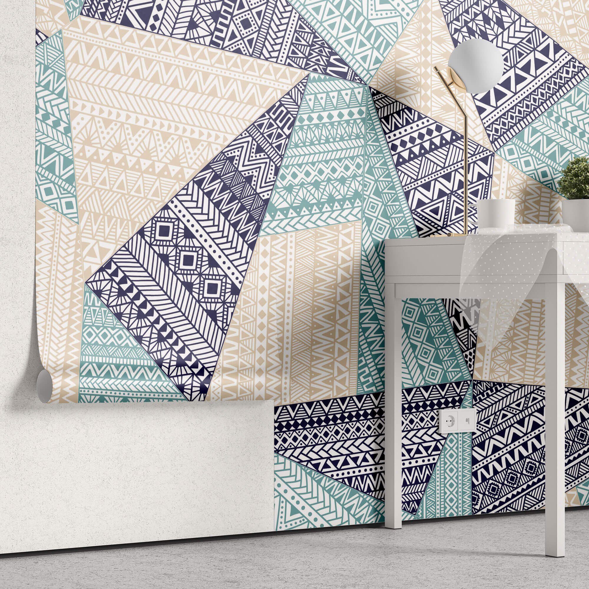 Tapet Personalizat Patterns cu triunghiuri si modele tribale - BOHO TRIANGLES
