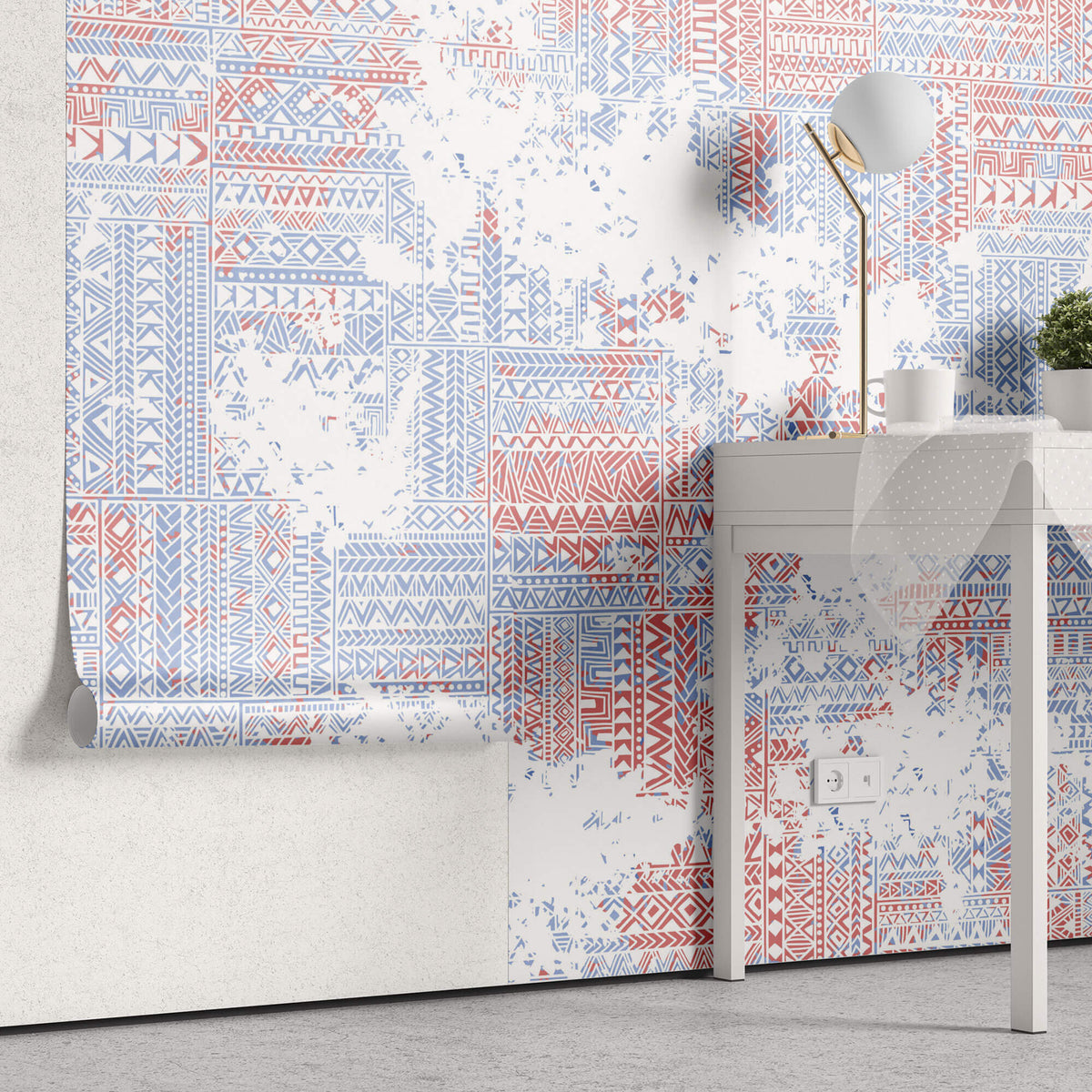 Tapet Personalizat Patterns cu modele abstracte tribale intr-un stil vintage - SCRAPPED TRIBAL PATTERN