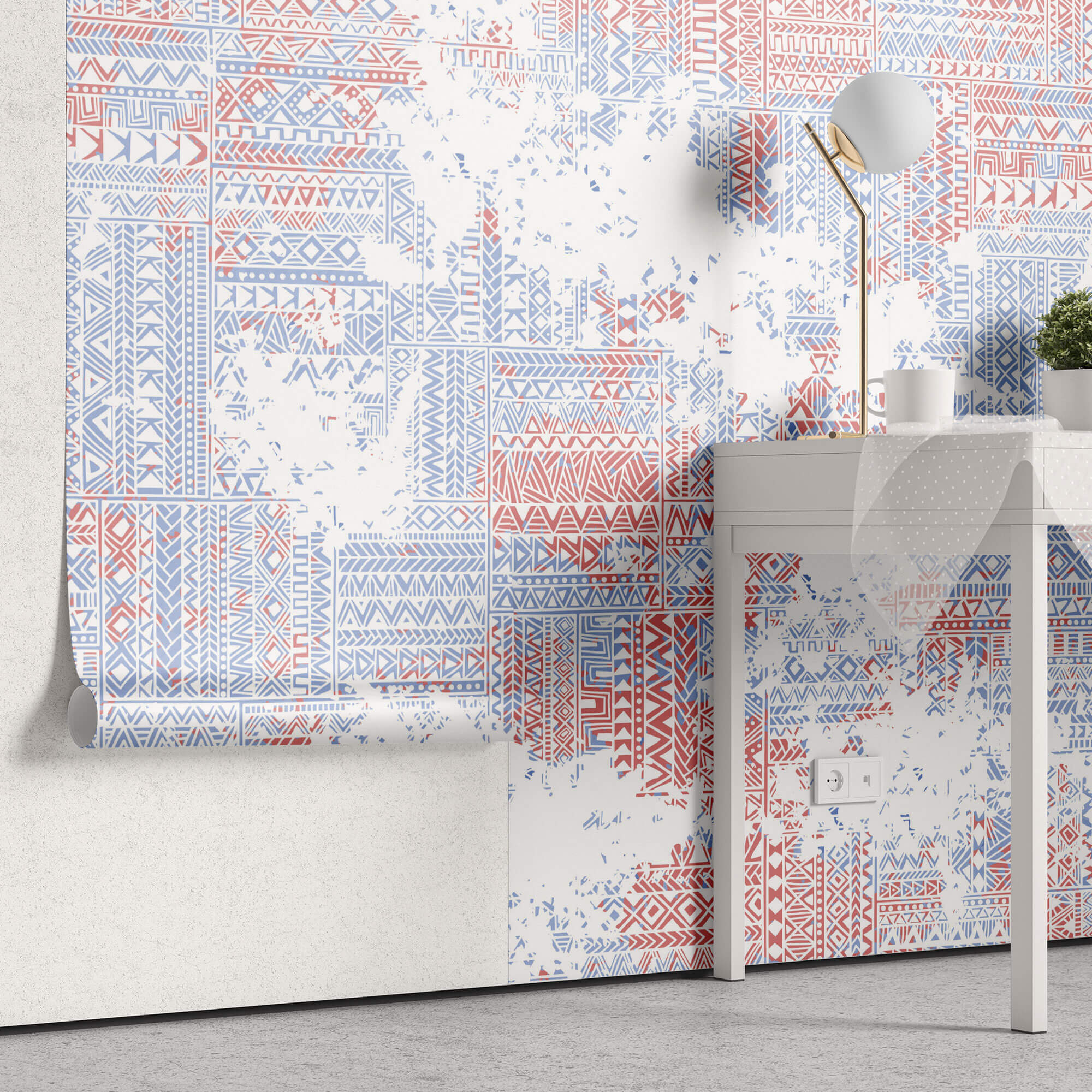 Tapet Personalizat Patterns cu modele abstracte tribale intr-un stil vintage - SCRAPPED TRIBAL PATTERN