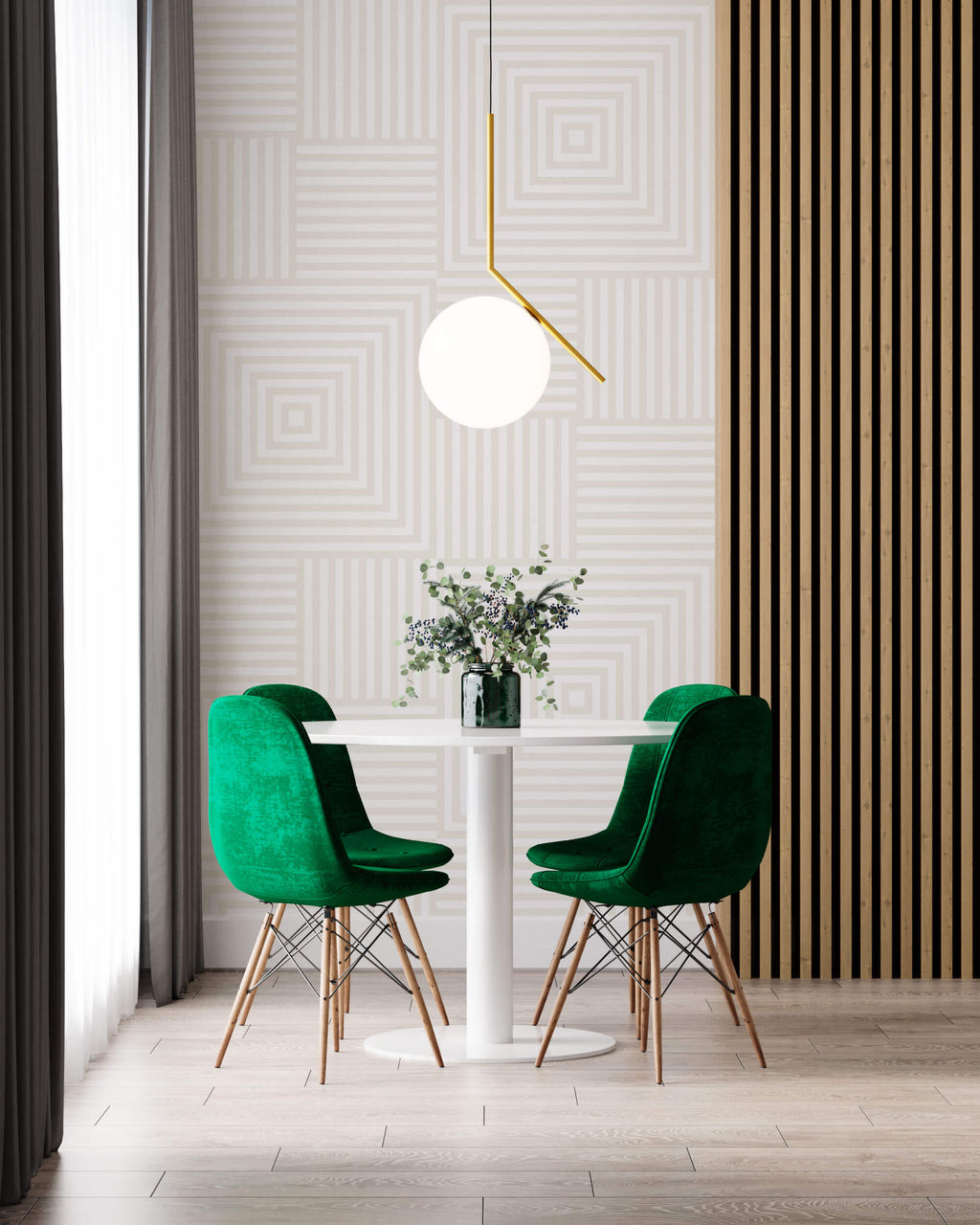Tapet Personalizat Patterns cu forme geometrice subtile in nuante de bej deschis - LIGHT BEIGE ILLUSION