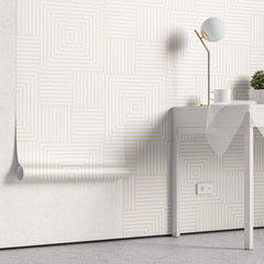 Tapet Personalizat Patterns cu forme geometrice subtile in nuante de bej deschis - LIGHT BEIGE ILLUSION