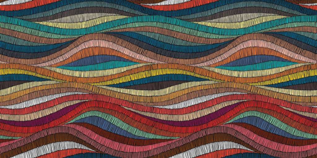 Tapet Personalizat Patterns cu valuri abstracte texturate in stil curcubeu - WAVY RAINBOW