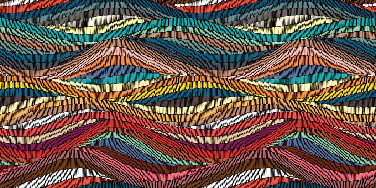 Tapet Personalizat Patterns cu valuri abstracte texturate in stil curcubeu - WAVY RAINBOW