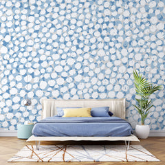 Tapet Personalizat Patterns cu pete de culoare abstracte in nuante de albastru - BLUE DOTTY WHITE