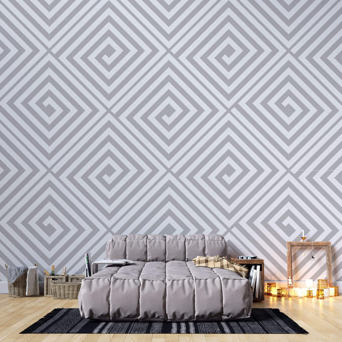 Tapet Personalizat Patterns cu hexagoane abstracte in nuante de bej - HEXAGONAL SPIRAL