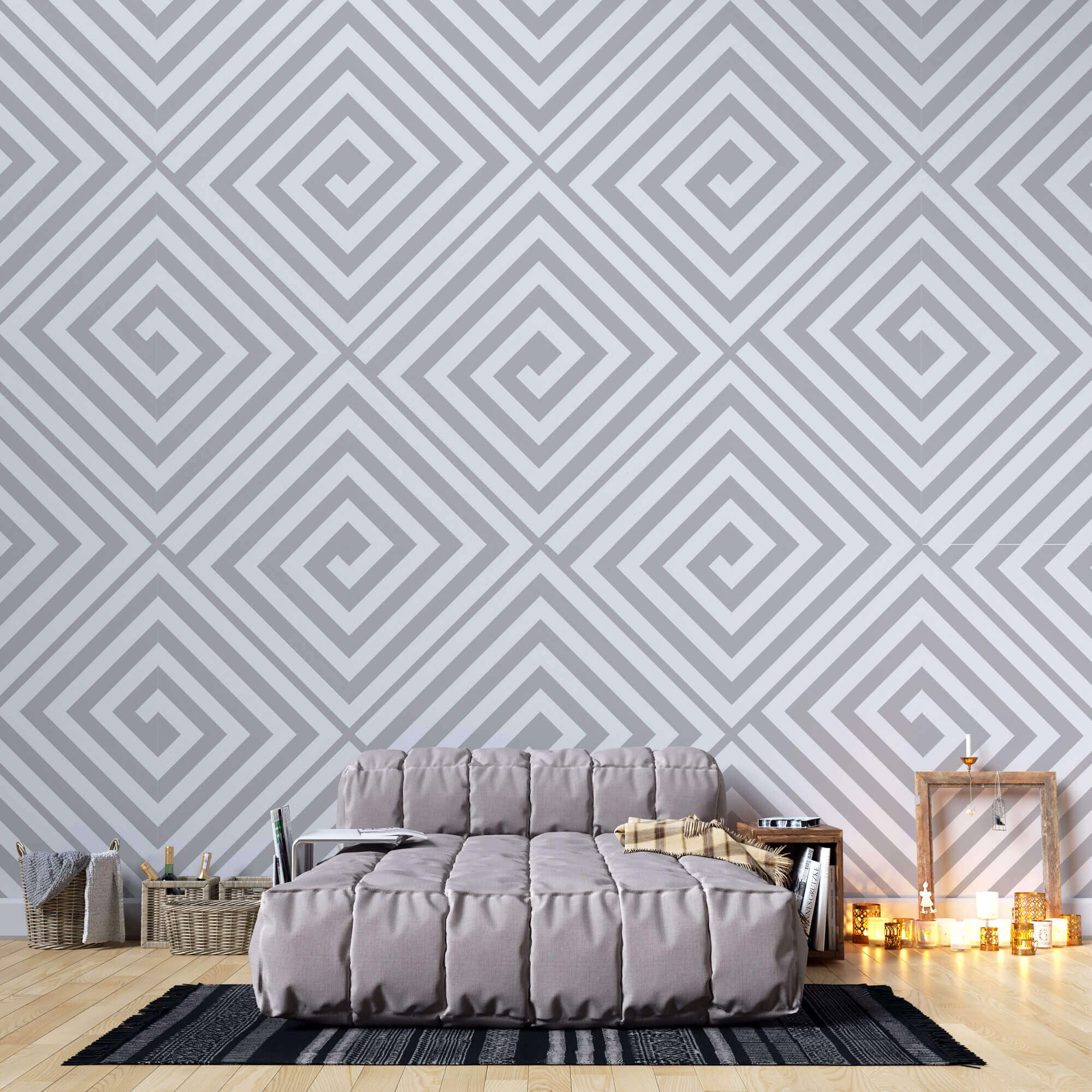 Tapet Personalizat Patterns cu hexagoane abstracte in nuante de bej - HEXAGONAL SPIRAL