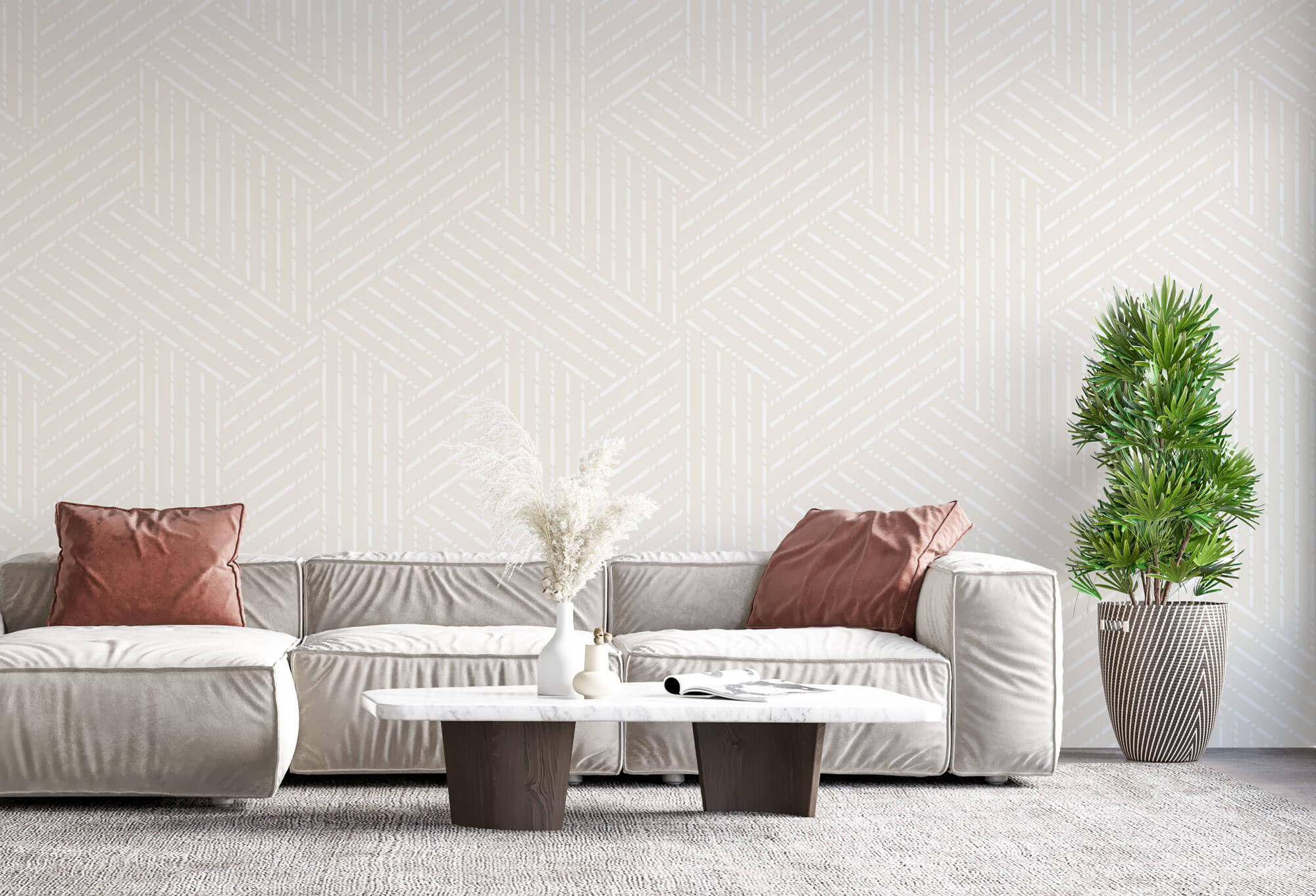 Tapet Personalizat Patterns cu forme geometrice subtile - BEIGE INTERTWINED