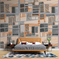 Tapet Personalizat Patterns cu model abstract in nuante gri si portocalii - PAINTED ABSTRACT