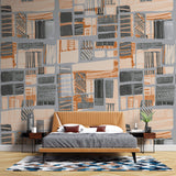 Tapet Personalizat Patterns cu model abstract in nuante gri si portocalii - PAINTED ABSTRACT