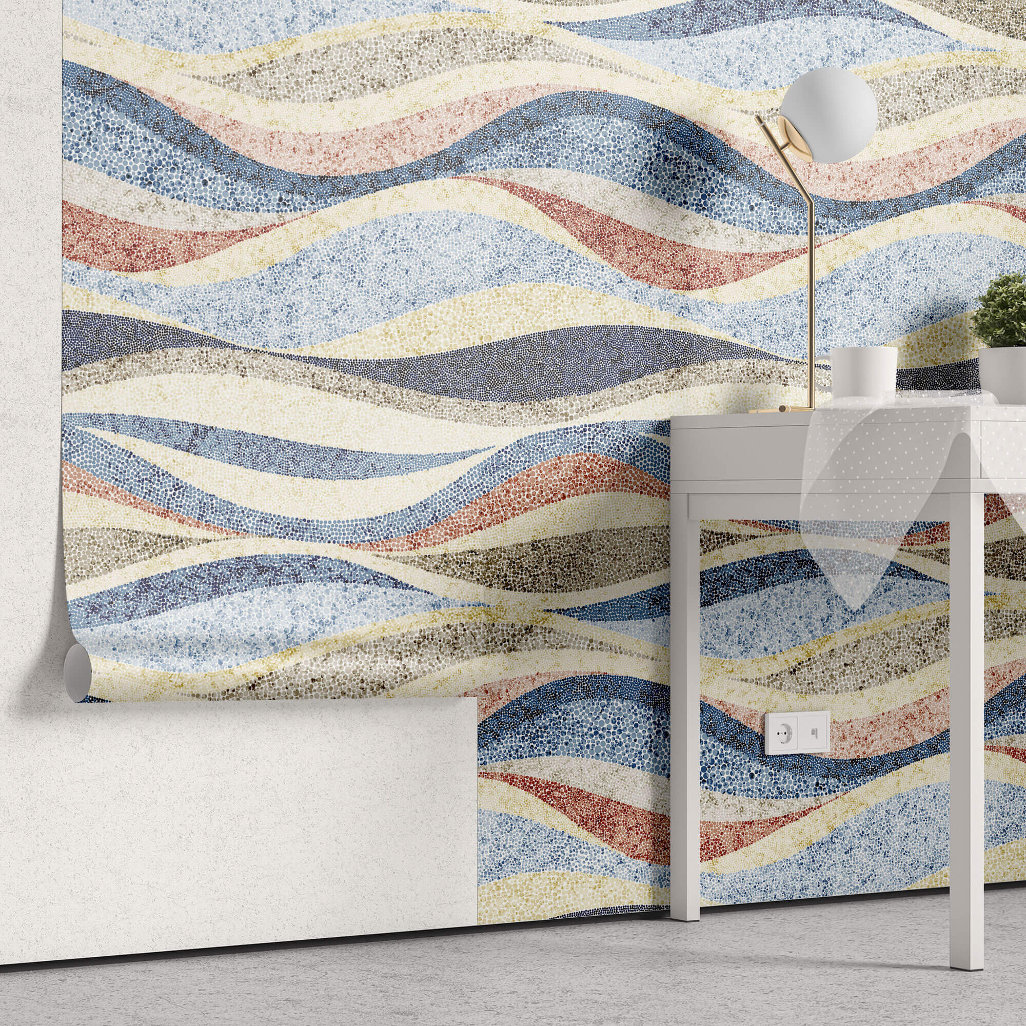 Tapet Personalizat Patterns cu ilustratie abstracta in valuri punctate - DOTTY WAVE