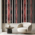 Tapet Personalizat Patterns in dungi rosii si negre - ABSTRACT TEXTURED LINES