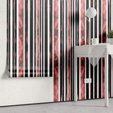 Tapet Personalizat Patterns in dungi rosii si negre - ABSTRACT TEXTURED LINES