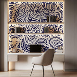 Tapet Personalizat Patterns cu model abstract de bandana in nuante de albastru - DARK BLUE BANDANA
