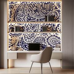 Tapet Personalizat Patterns cu model abstract de bandana in nuante de albastru - DARK BLUE BANDANA