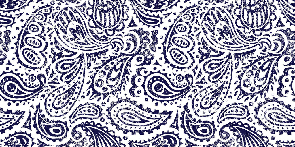 Tapet Personalizat Patterns cu model abstract de bandana in nuante de albastru - DARK BLUE BANDANA