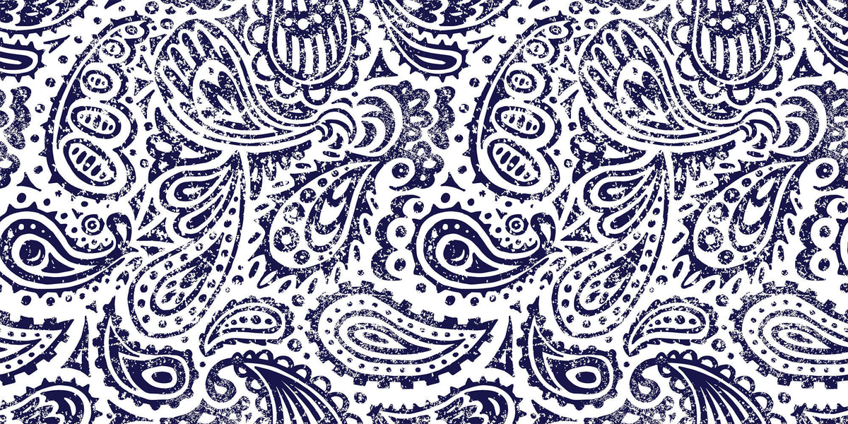 Tapet Personalizat Patterns cu model abstract de bandana in nuante de albastru - DARK BLUE BANDANA