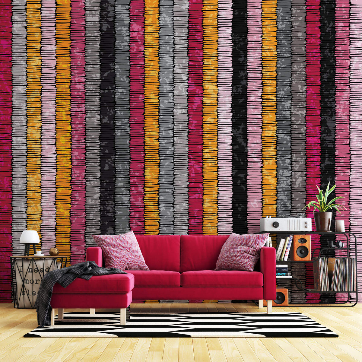 Tapet Personalizat Patterns cu model abstract in linii colorate - RUSTIC RUG