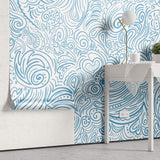 Tapet Personalizat Patterns cu model abstract in nuante de albastru - HEARTS AND WAVES