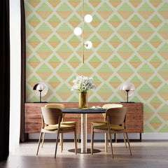 Tapet Personalizat Patterns cu romburi in nuante de verde si portocaliu - GREEN AND ORANGE