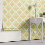 Tapet Personalizat Patterns cu romburi in nuante de verde si portocaliu - GREEN AND ORANGE
