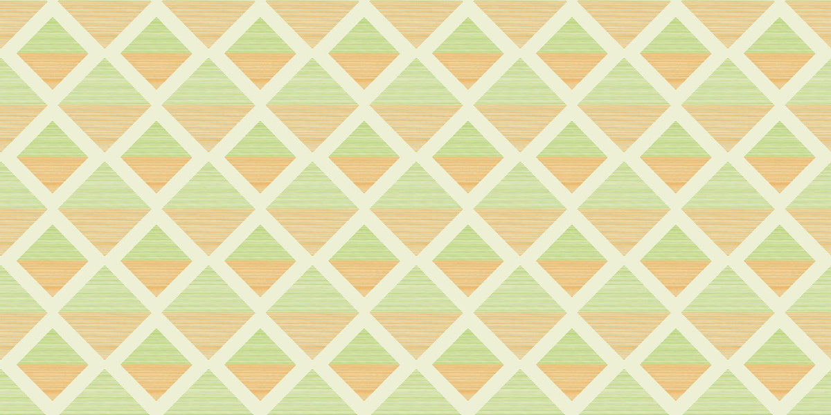 Tapet Personalizat Patterns cu romburi in nuante de verde si portocaliu - GREEN AND ORANGE