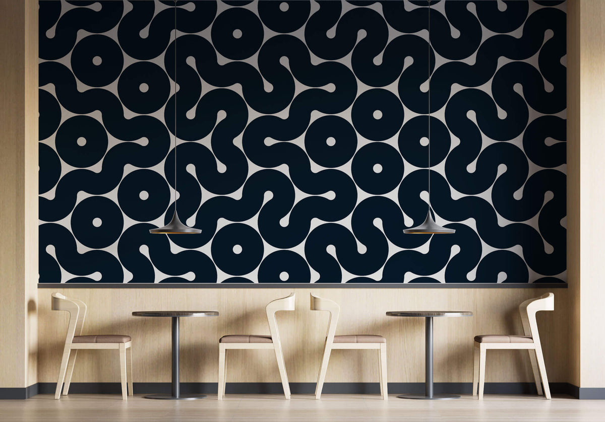 Tapet Personalizat Patterns cu model abstract in nuante de negru - THICK LINES