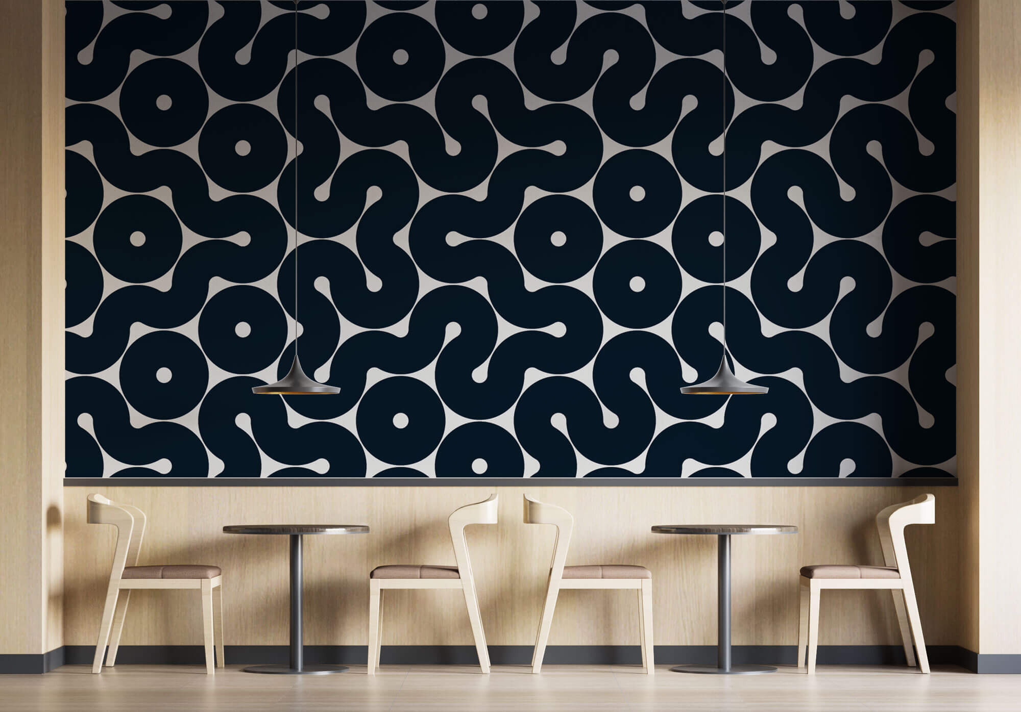 Tapet Personalizat Patterns cu model abstract in nuante de negru - THICK LINES